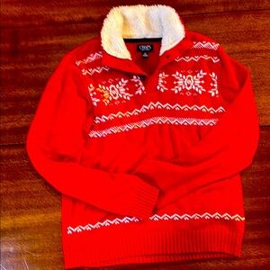 Chaps Red Snowflake Sweater with White Accents
